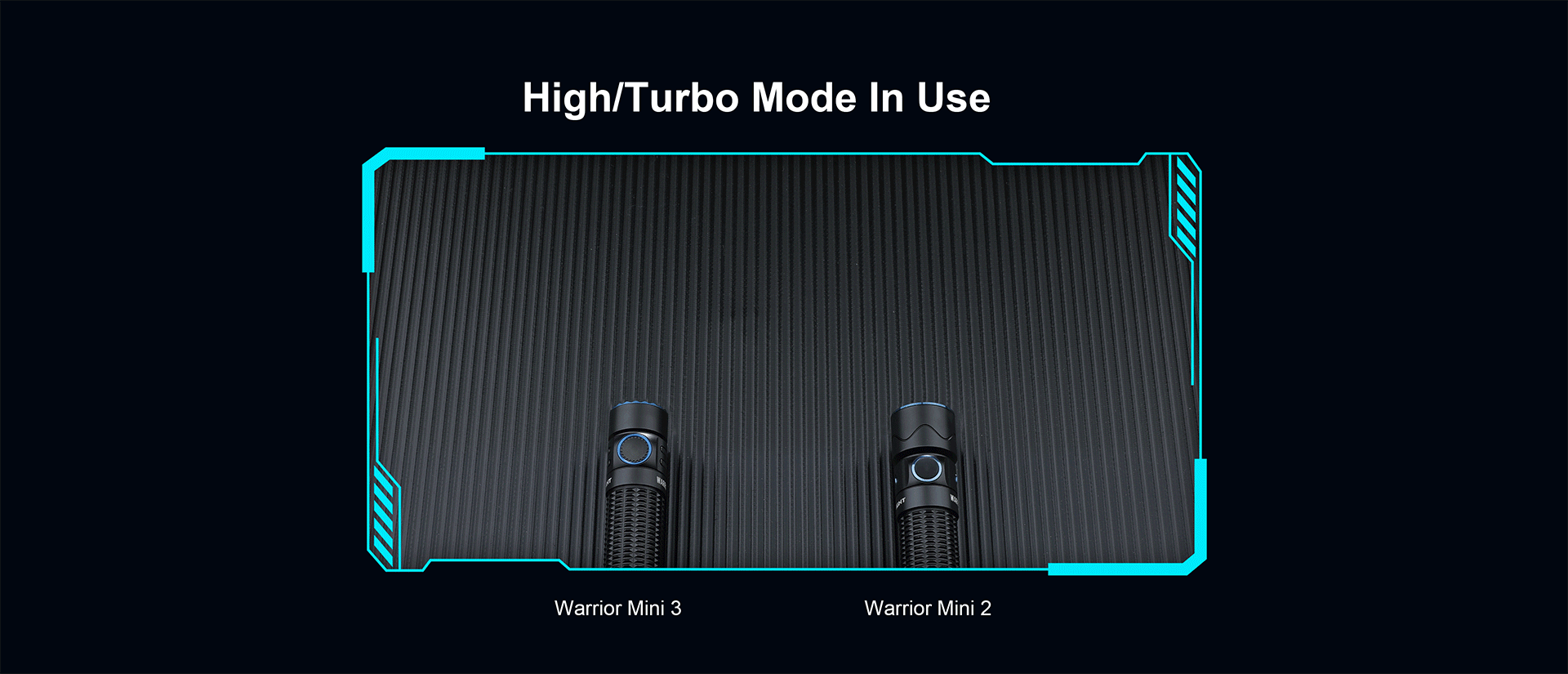 High/Turbo mode comparison of Warrior Mini 3 and Warrior Mini 2 tactical flashlights.