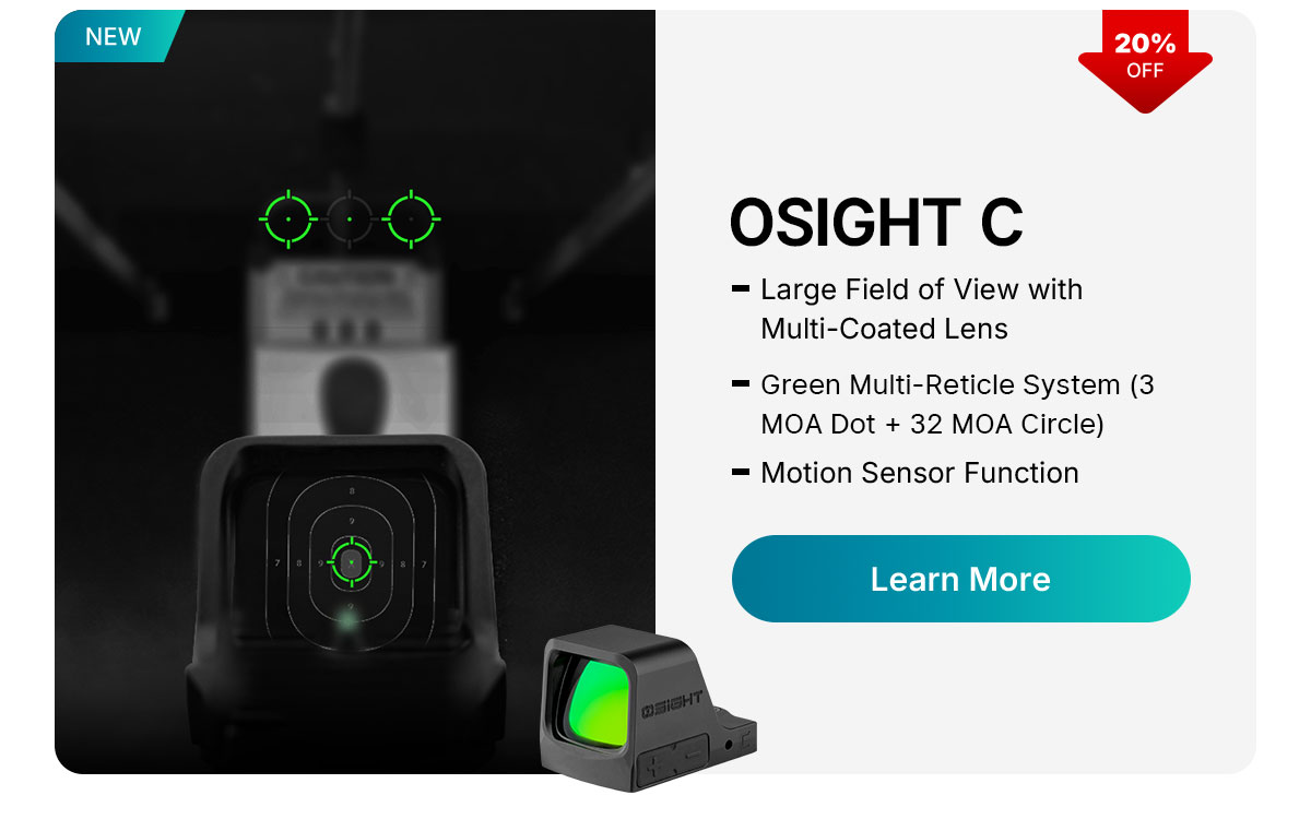 OSIGHT C Green Multi-Reticle Optic with 3 MOA Dot and 32 MOA Circle